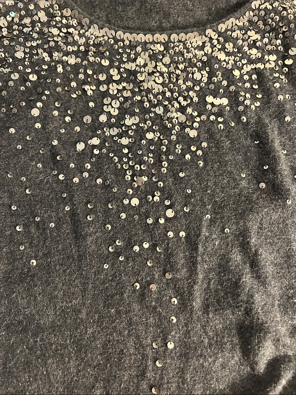 Eileen Fisher L large Sequin tank top Organic Cotton cashmere mix gray sweater - Picture 11 of 16